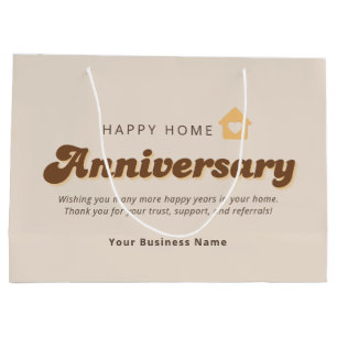 Real Estate Agent Home Anniversary Thank You Retro Large Gift Bag