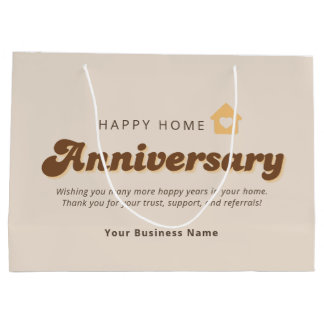 Real Estate Agent Home Anniversary Thank You Retro Large Gift Bag
