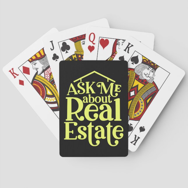 Real Estate Agent Home Broker Black Funny Realtor Playing Cards (Back)