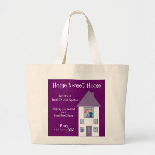 Real Estate Agent Home Sweet Home Advertising Large Tote Bag