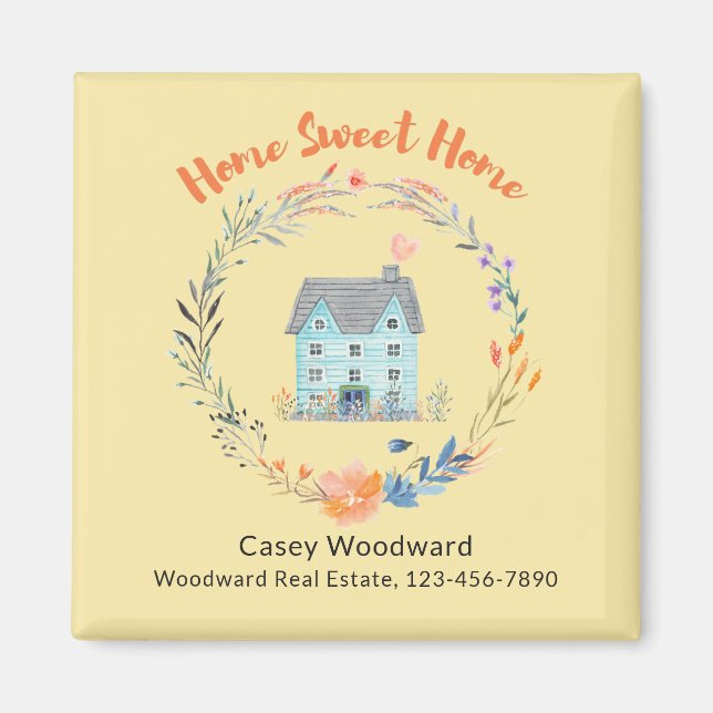 Real Estate Agent Home Sweet Home Cute Watercolor  Magnet (Front)