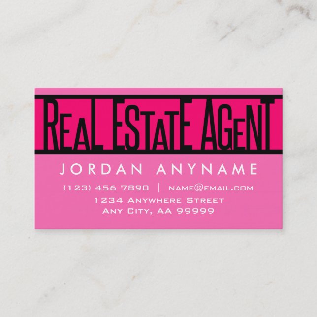 Real Estate Agent Hot Pink Business Card (Front)