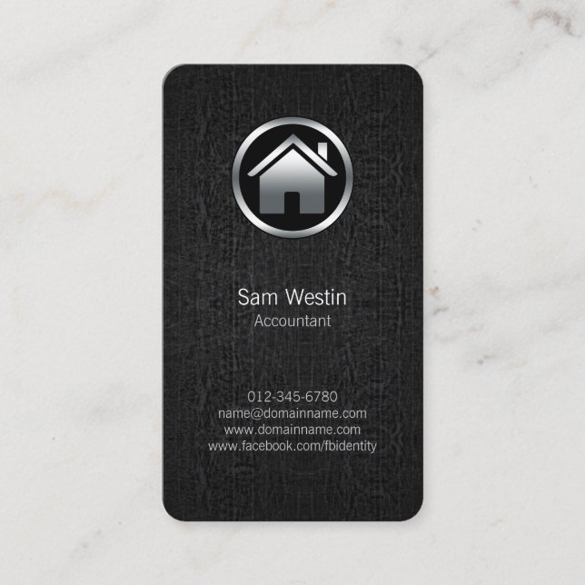 Real Estate Agent House Black Grunge Business Card (Front)