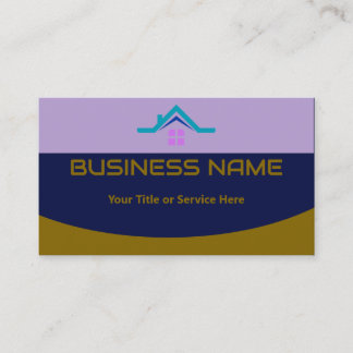 Real Estate Agent House Roof Logo Modern Navy Blue Business Card