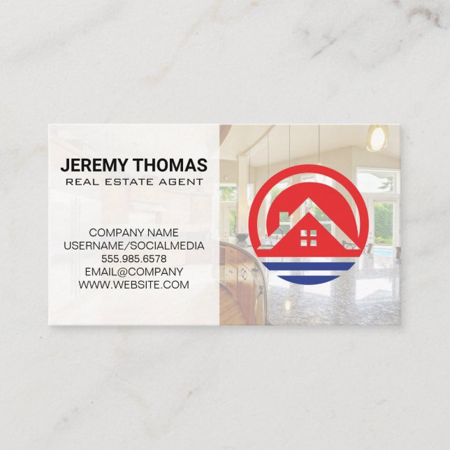 Real Estate Agent | Kitchen | Home Logo Business Card (Front)