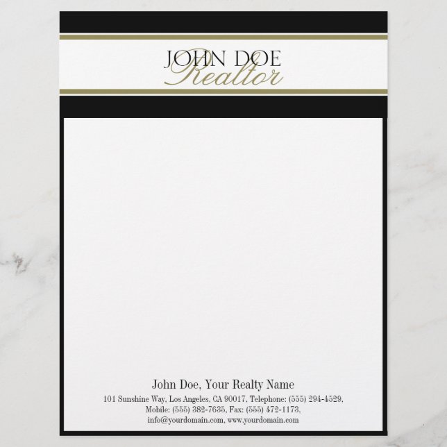 Real Estate Agent Letterhead Gold Script Match Bus (Front)