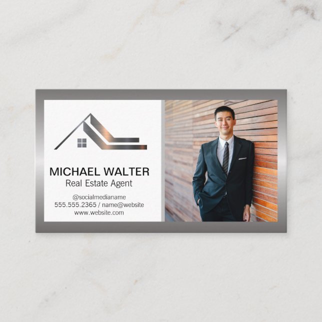 Real Estate Agent Logo | Business Man Business Card (Front)