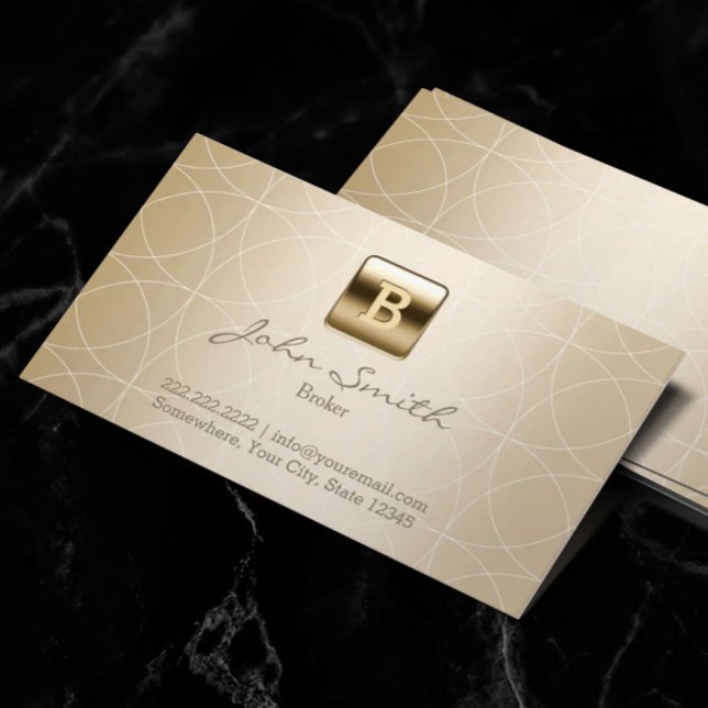 Real Estate Agent Luxury Gold Monogram Business Card (Creator Uploaded)