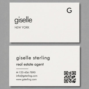Real Estate Agent Luxury QR Code Monogram  Business Card