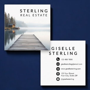 Real Estate Agent Luxury Tranquil Lakefront  Square Business Card