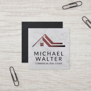 Real Estate Agent Marble Property Manager Square Business Card