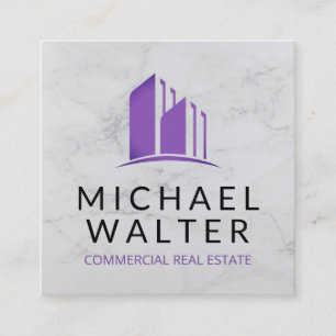 Real Estate Agent Marble Property Manager Square Business Card