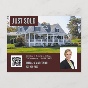 Real Estate Agent Marketing Just Sold QR Code Postcard