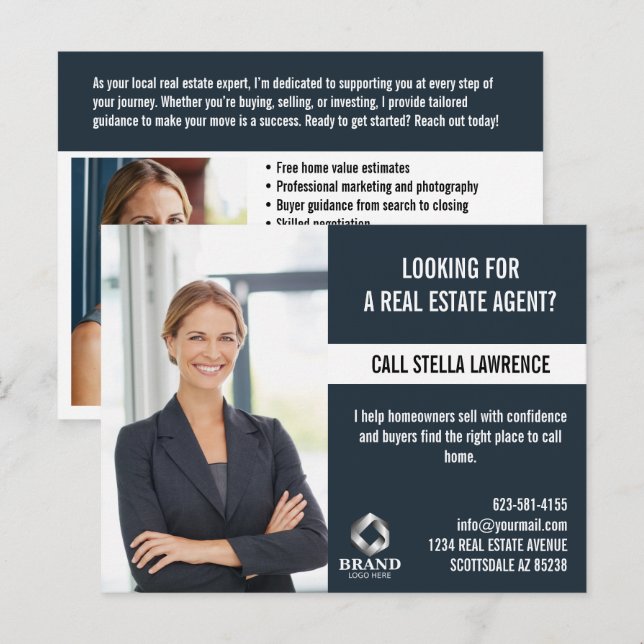 Real Estate Agent Marketing PROMOTION LOGO PHOTO  Postcard (Front/Back)