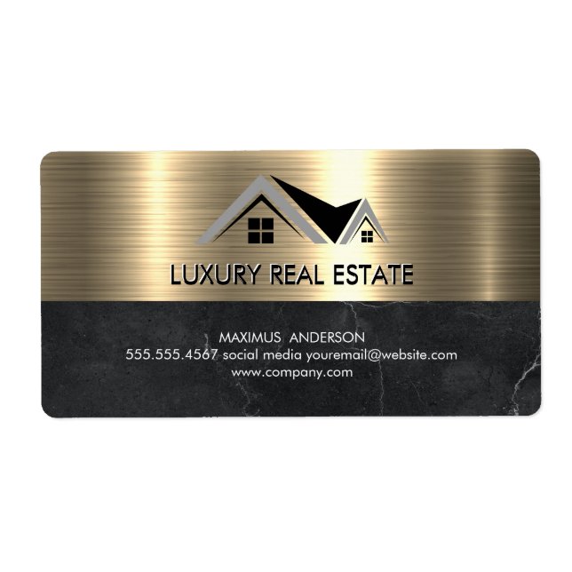 Real Estate Agent | Metallic Gold Marble Business  (Front)