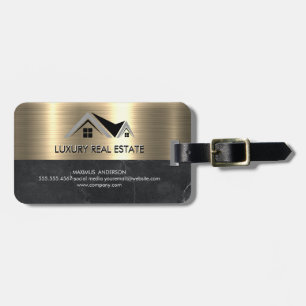 Real Estate Agent   Metallic Gold Marble Business  Luggage Tag