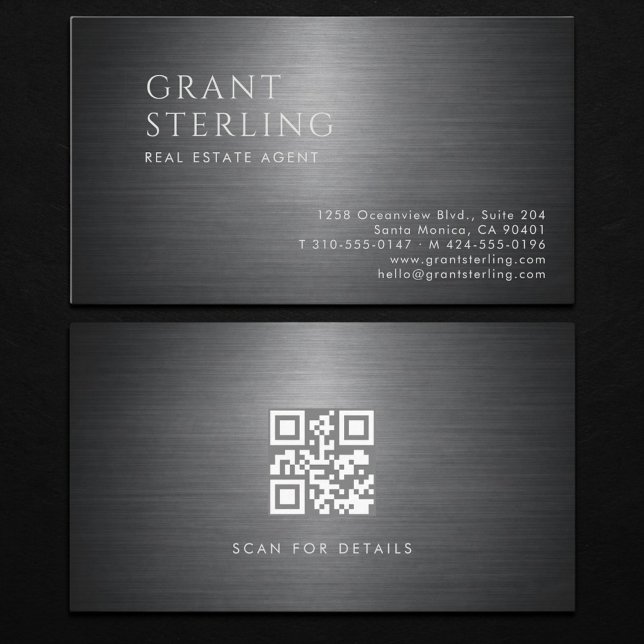 Real Estate Agent Metallic QR Code Business Card (Creator Uploaded)