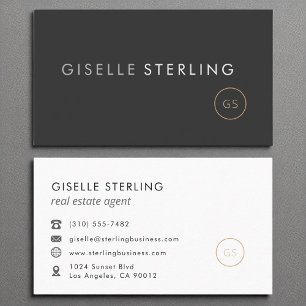 Real Estate Agent Minimalist Luxury Black  Business Card