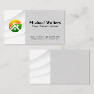 Real Estate Agent   Modern Home Style Logo Business Card