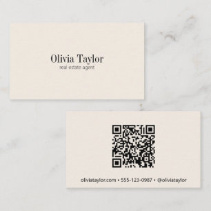 Real Estate Agent Modern Minimal Professional QR Business Card