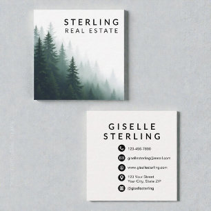 Real Estate Agent Mountain View Neutral Square Business Card