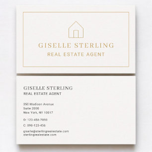 Real Estate Agent Neutral Gold House Business Card