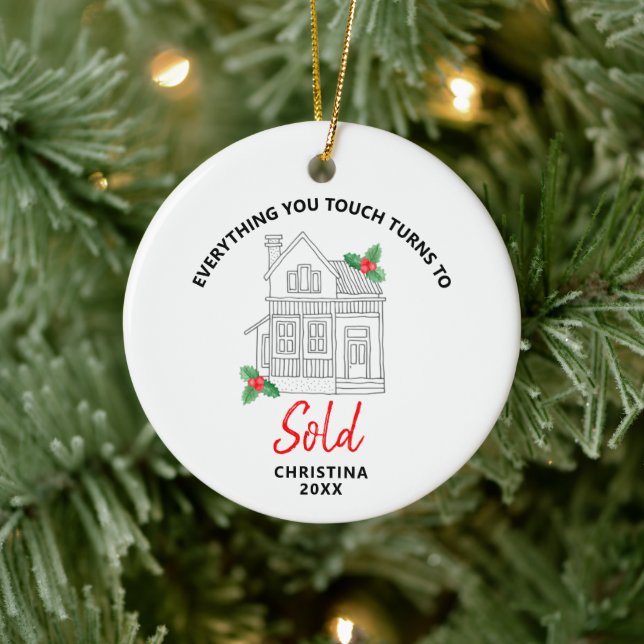 Real Estate Agent Personalised Realty Home Broker Ceramic Ornament (Tree)