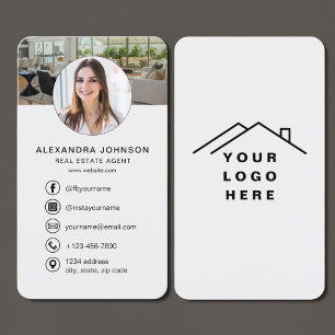 Real Estate Agent Photo Grey Business Card