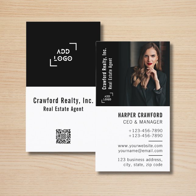 Real Estate Agent Photo Logo Simple Modern Realtor Business Card (Creator Uploaded)