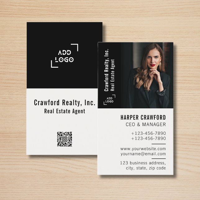Real Estate Agent Photo Logo Simple Modern Realtor Business Card (Creator Uploaded)
