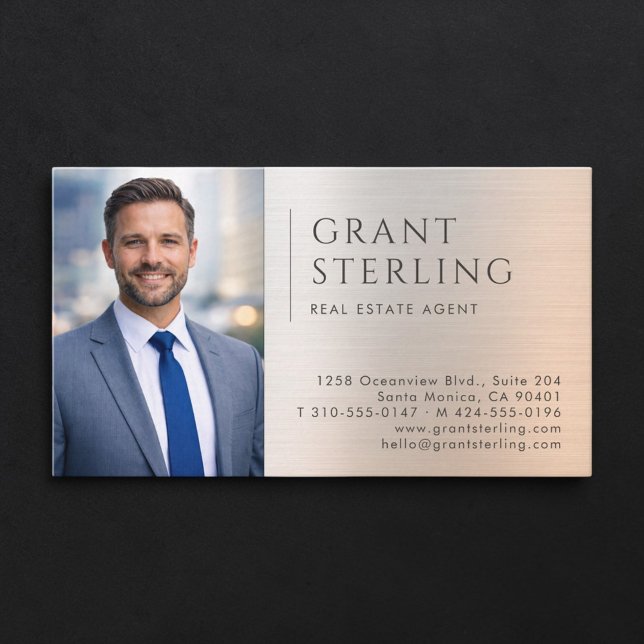 Real Estate Agent Photo Metallic Business Card (Creator Uploaded)