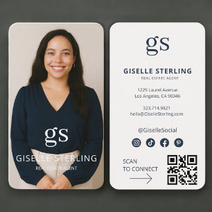 Real Estate Agent Photo QR Code Professional Business Card