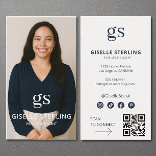 Real Estate Agent Photo Social Media QR Code Business Card