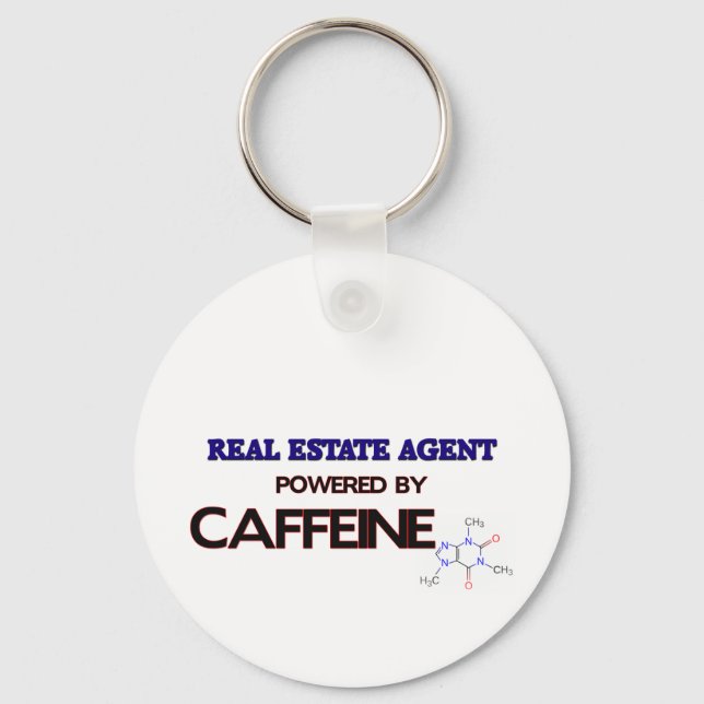 Real Estate Agent Powered by caffeine Key Ring (Front)