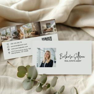 Real Estate Agent Property Photo Collage QR CODE Business Card