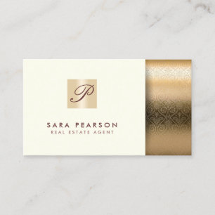 Real Estate Agent PropertyInvestment Gold Monogram Business Card