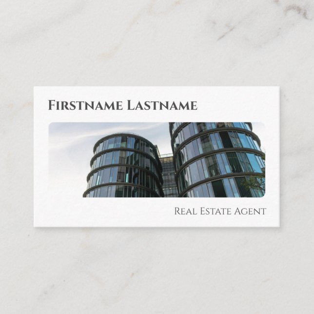 Real estate agent QR-Code modern office buildings Business Card (Front)