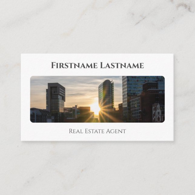 Real estate agent QR-Code modern office buildings Business Card (Front)