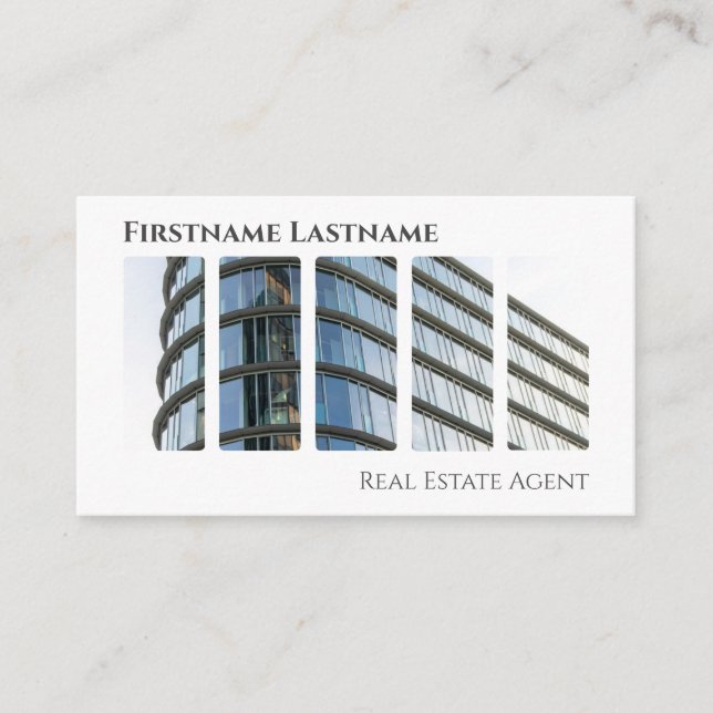 Real estate agent QR-Code modern office buildings Business Card (Front)