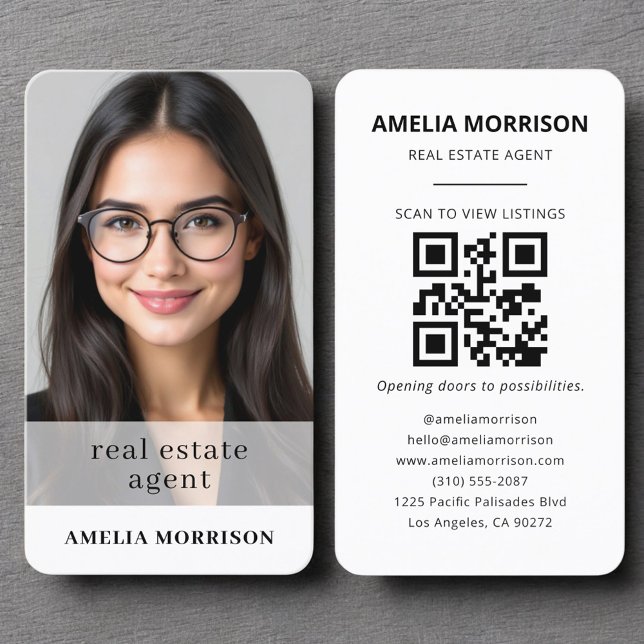 Real Estate Agent QR Code Photo Professional Business Card (Creator Uploaded)