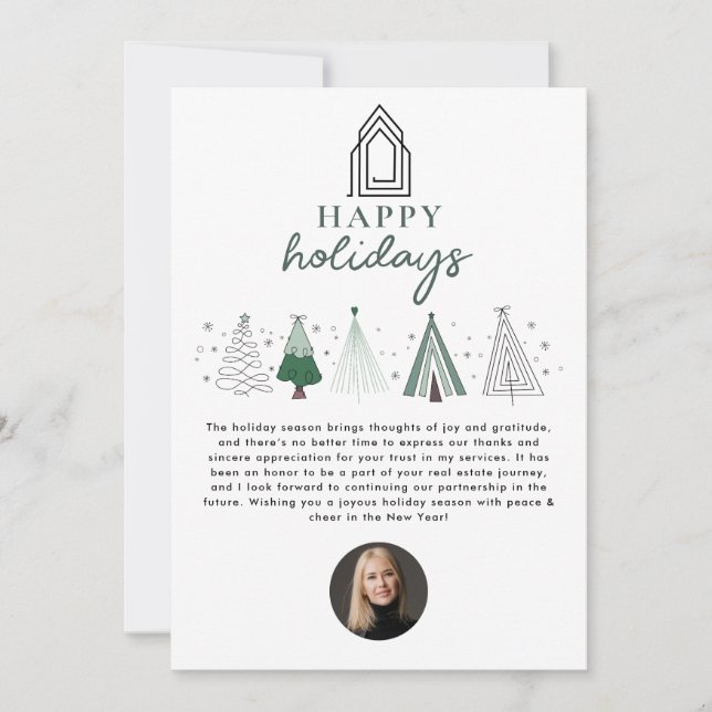 Real Estate Agent Realtor Christmas Happy Holidays Holiday Card (Front)