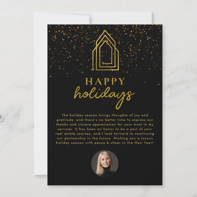 Real Estate Agent Realtor Christmas Happy Holidays Holiday Card (Front)