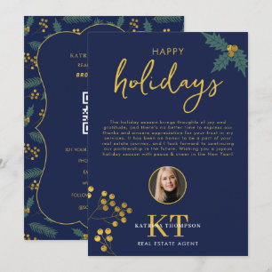 Real Estate Agent Realtor Christmas Happy Holidays Thank You Card