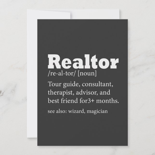Real Estate Agent Realtor Funny Quote Card (Front)