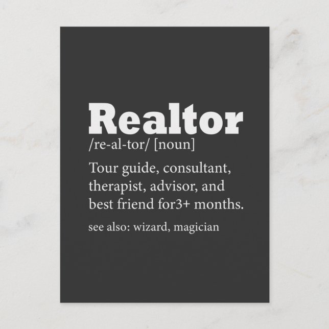 Real Estate Agent Realtor Funny Quote Postcard (Front)