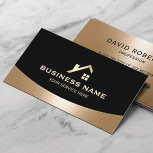 Real Estate Agent Realtor Gold House Logo Black Business Card