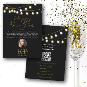 Real Estate Agent Realtor Happy New Year Black Holiday Card