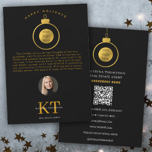 Real Estate Agent Realtor Logo Christmas Holidays Thank You Card