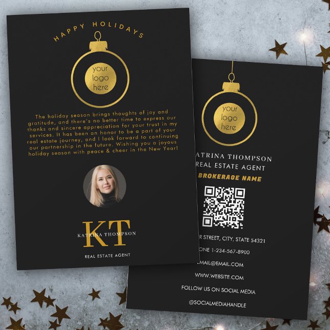 Real Estate Agent Realtor Logo Christmas Holidays Thank You Card (Real Estate Agent Realtor Logo Christmas Holidays Thank You Card)