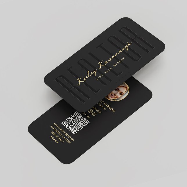 Real Estate Agent Realtor Photo Modern Black Business Card (Real Estate Agent Realtor Photo Modern Black Business Card
)
